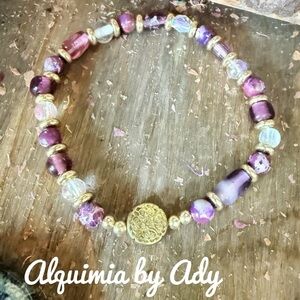 Turquoise colorful charm beaded handmade bracelet/colorful/silver statement